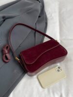 1pc Women Solid Color Matte PU Leather Dual Adjustable Strap Satchel Shoulder Bag - Image 13