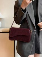 1pc Women Solid Color Matte PU Leather Dual Adjustable Strap Satchel Shoulder Bag - Image 3