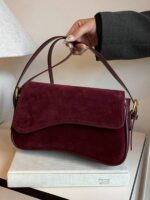 1pc Women Solid Color Matte PU Leather Dual Adjustable Strap Satchel Shoulder Bag - Image 4