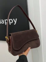 1pc Women Solid Color Matte PU Leather Dual Adjustable Strap Satchel Shoulder Bag - Image 11