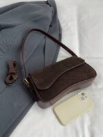 1pc Women Solid Color Matte PU Leather Dual Adjustable Strap Satchel Shoulder Bag - Image 5