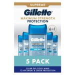 Gillette 6 in 1 Deodorant for Men Clear Gel Antiperspirant, Cool Wave, 3.8 oz., 5 pk.
