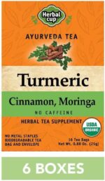 Herbal Cup Ayurveda Turmeric Tea, Organic Cinnamon Moringa, No Caffeine Herbal Supplement