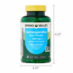 Spring Valley Ashwagandha Root Powder 500 mg Vegetarian Capsules, 60 Count - Image 3